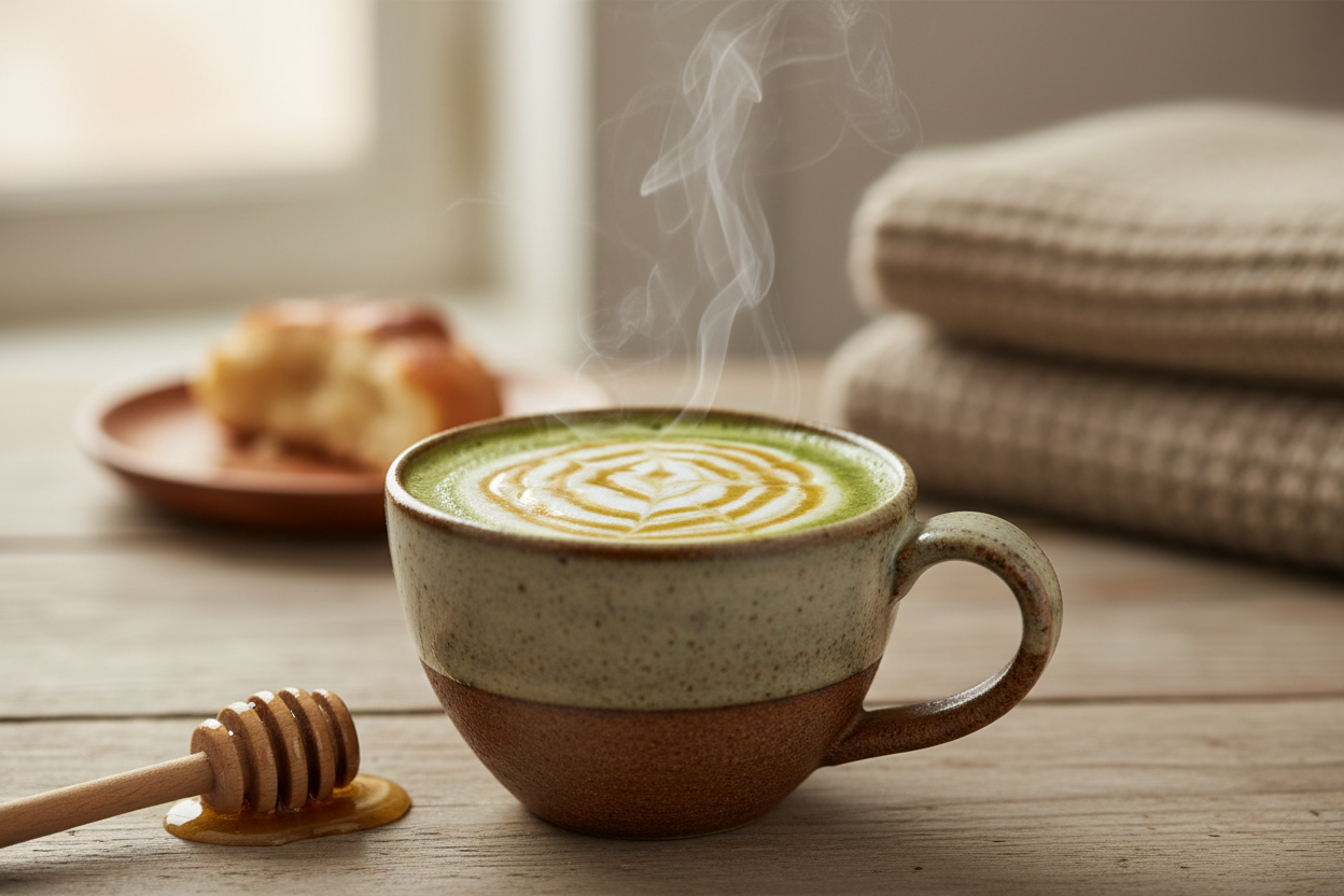 Matcha Honey Milk (Warm & Comforting)